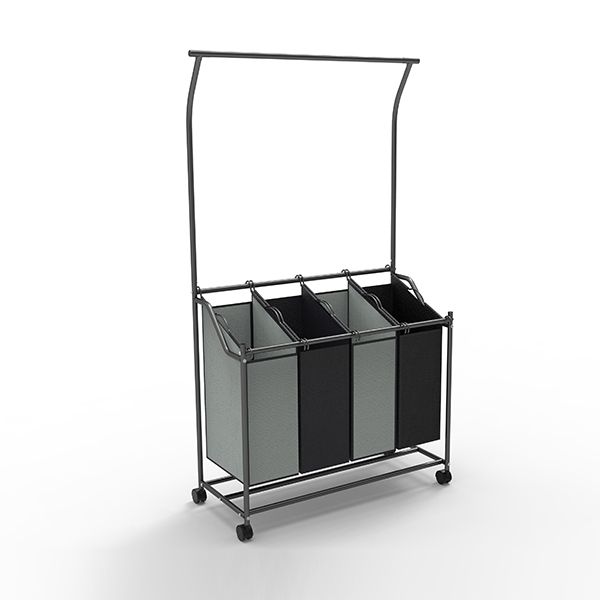 Laundry Sorter Cart With Hanging Bar-HMZYL-03