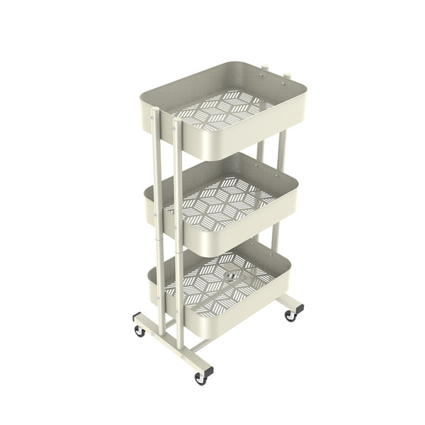 Customized 3-Tier Metal Mesh Trolley Rolling Storage Kitchen Cart with Utility Handle-HS-006